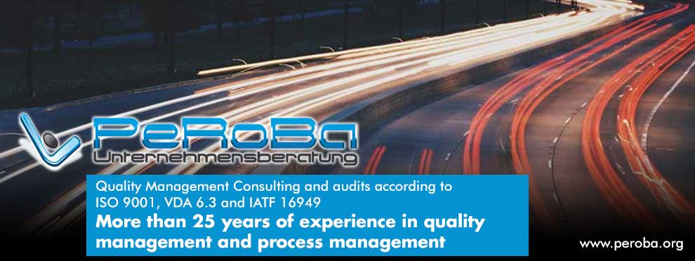 Quality management ISO 9001, VDA 6.3 and IATF 16949